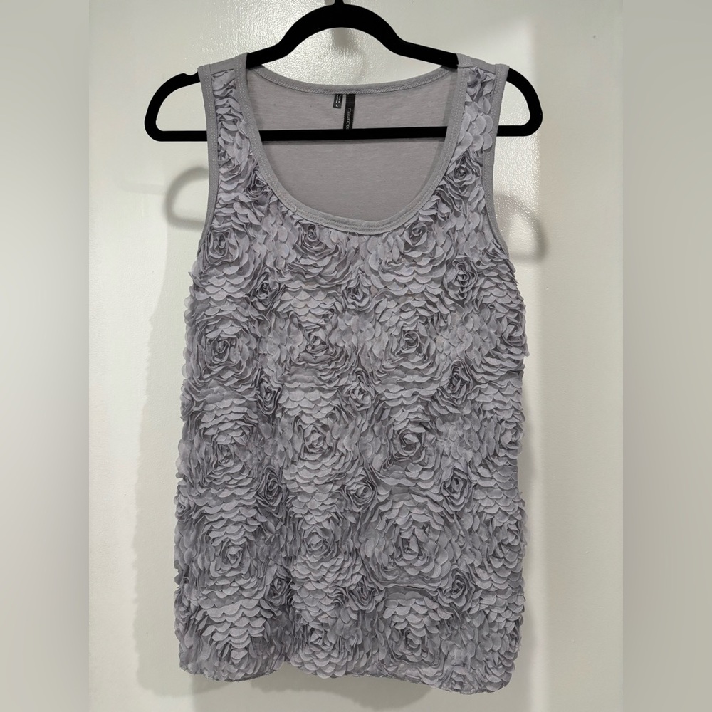 Maurices Gray Rosette Layered Tank Top Large